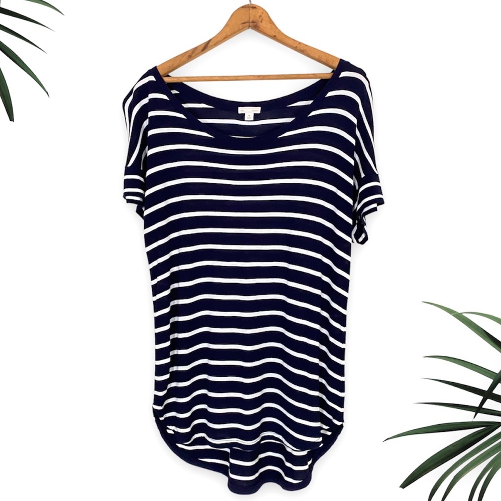 Gap Oversized Striped Top Navy White Stripe Soft Flowy Tunic Blouse M